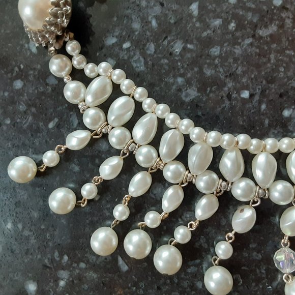Vintage Necklace - Costume Pearl and Crystal Beads - Picture 5 of 10